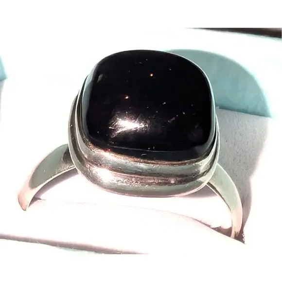 Vintage Sterling Silver Natural Amethyst Ring Size 10 Square - Picture 3 of 12